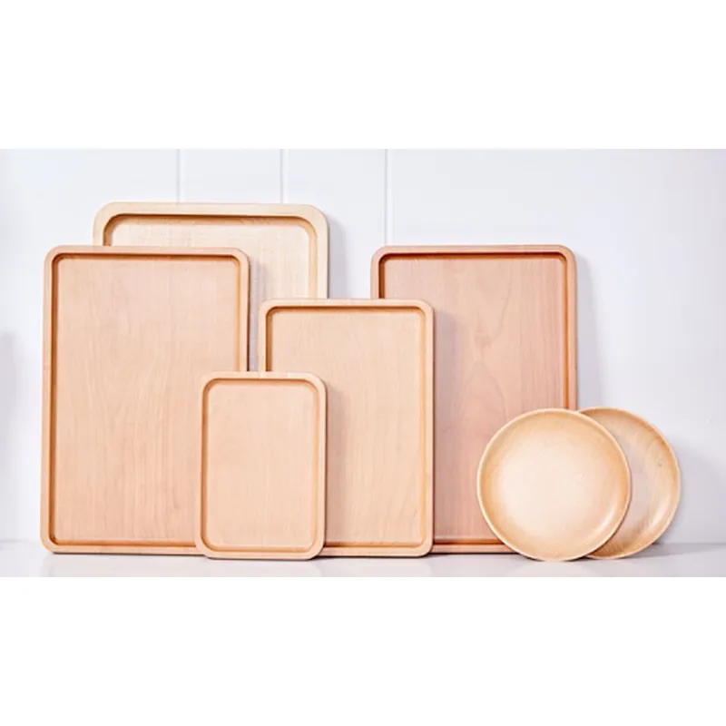 Uweld Kitchens Natural Solid Wood Serving Plate Wood Cheese Cutting Board Bread Board Beech Wood Steak Board