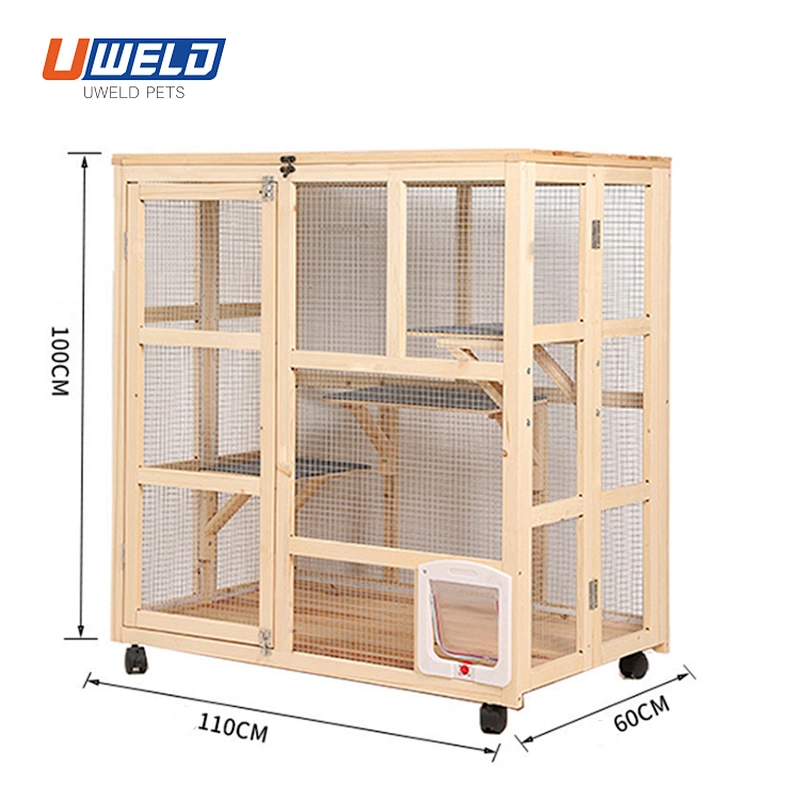 Uweld Large Solid Wood Enclosed Pet House Cat House