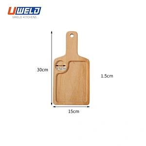 Uweld Kitchens Natural Solid Wood Cheese Cutting Board Serving Plate Steak Board Pizza Board Beech Wood Black walnut