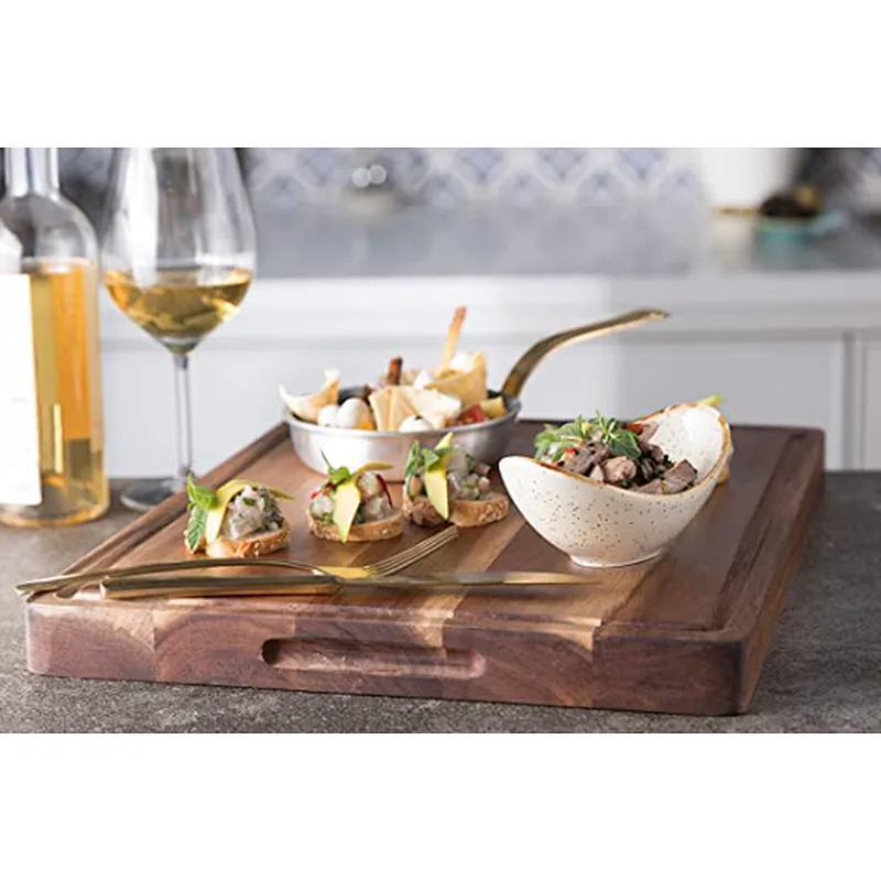 Uweld Kitchens Natural Solid Wood Serving Plate Wood Cheese Cutting Board Bread Board Black Walnut Steak Board