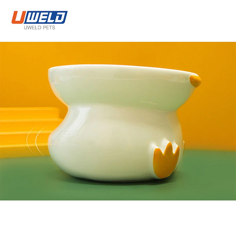 Uweld Duck Shaped Ceramic High Foot Pet Bowl