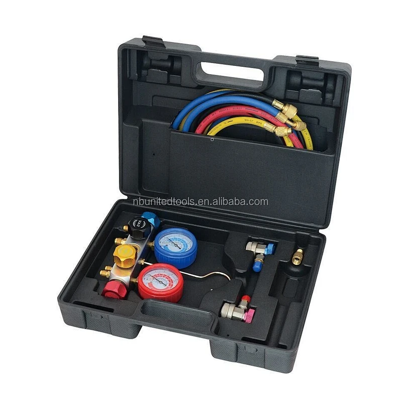 R22 R404A R134A A/C Refrigerant Freon Manifold with 3