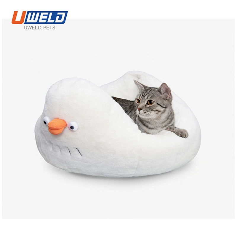 Uweld White duck shape semi-enclosed pet nest