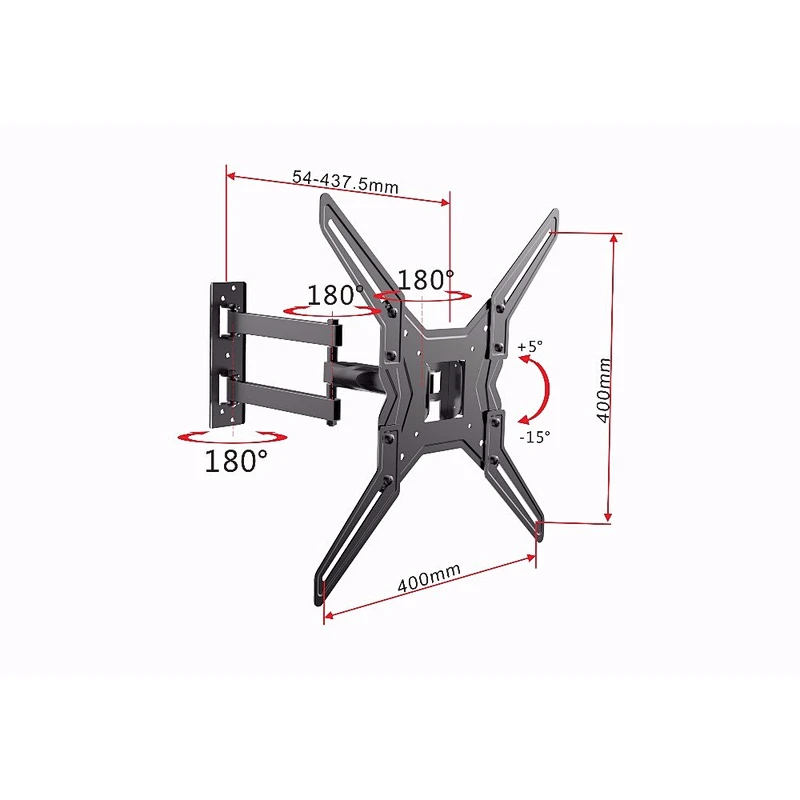 Full Motion TV Wall Mount Bracket For Most 32-55 Inch LED, LCD, OLED And Plasma Flat Panel Or Curved Tvs