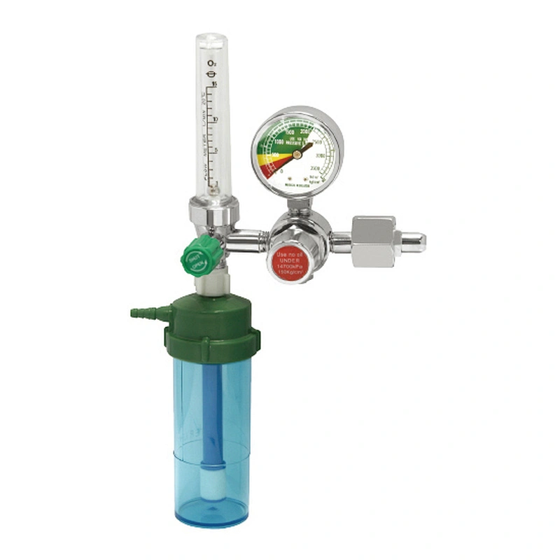 portable medical oxygen regulator flowmeter with humidifier