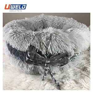 Uweld Round Bow Plush Semi-Enclosed Pet Nest