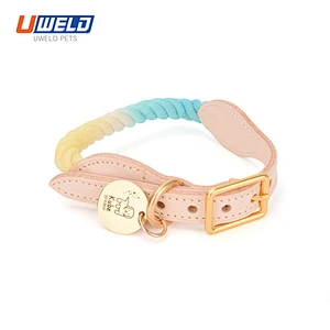 Uweld Cotton Cord Cowhide Color-Gradient Pet Collar
