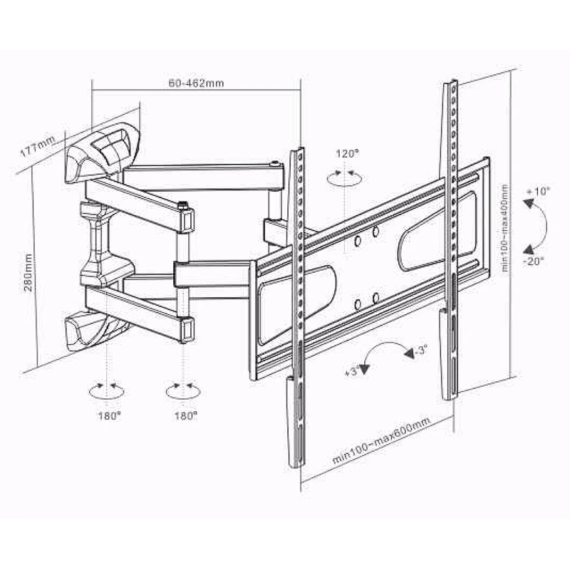 Best Quality Full Motion TV Wall Mount Bracket For Most 36-70 Inch LED, LCD, OLED And Plasma Flat Screen TV