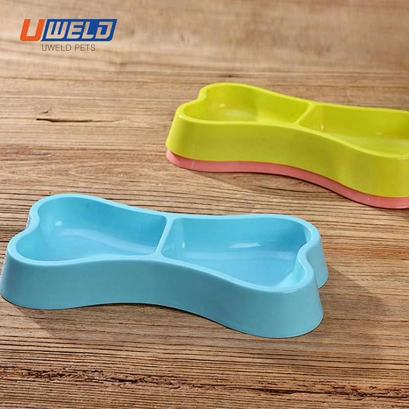 Uweld Bone Shaped Dry And Wet Separate Pet Bowl