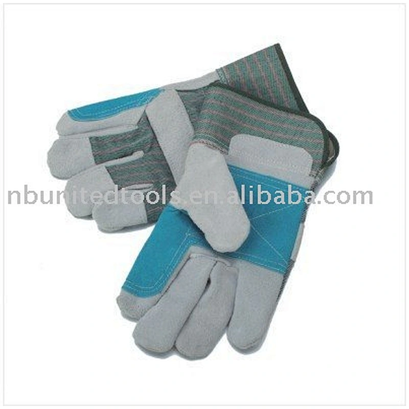 Safety cow split cotton working glove,leather welding gloves