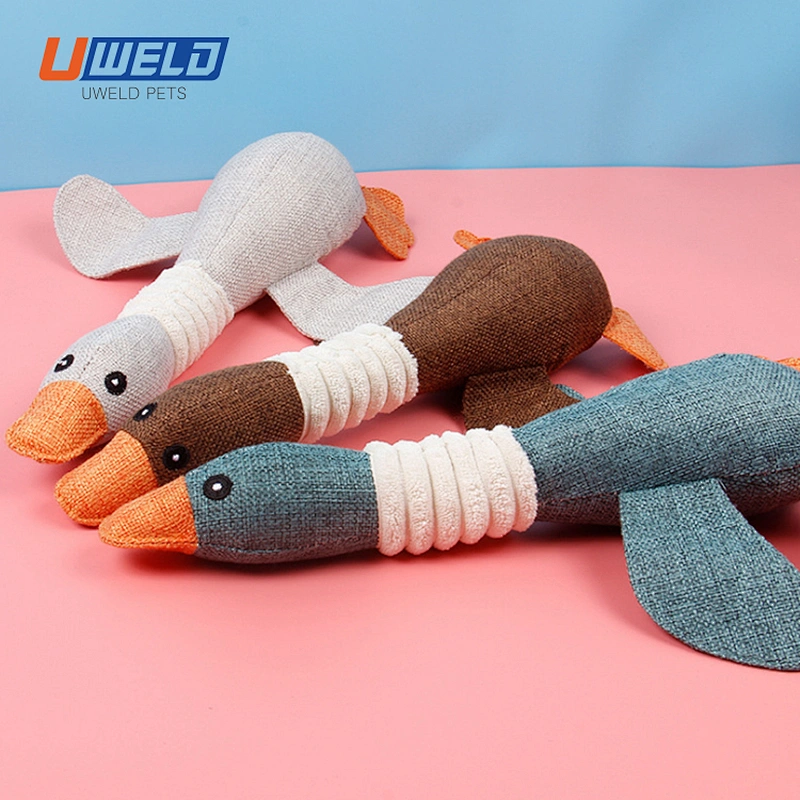 Uweld Goose Shape Linen Sounding Pet Toy