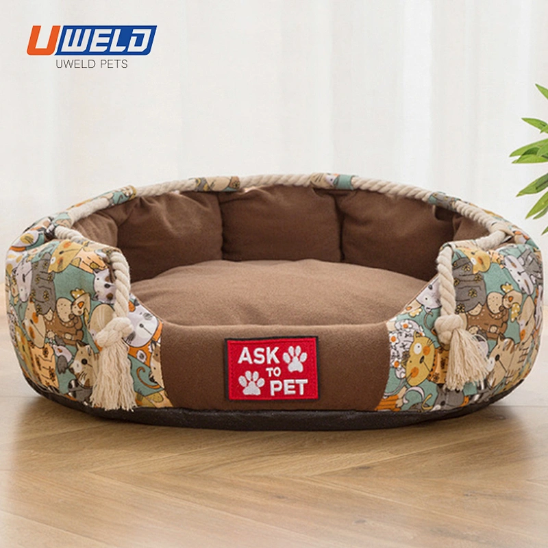 Uweld Printed Canvas Plush Pet House