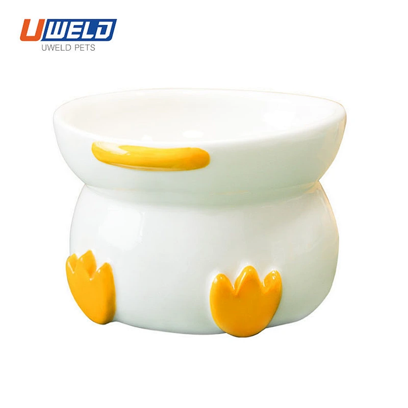 Uweld Duck Shaped Ceramic High Foot Pet Bowl
