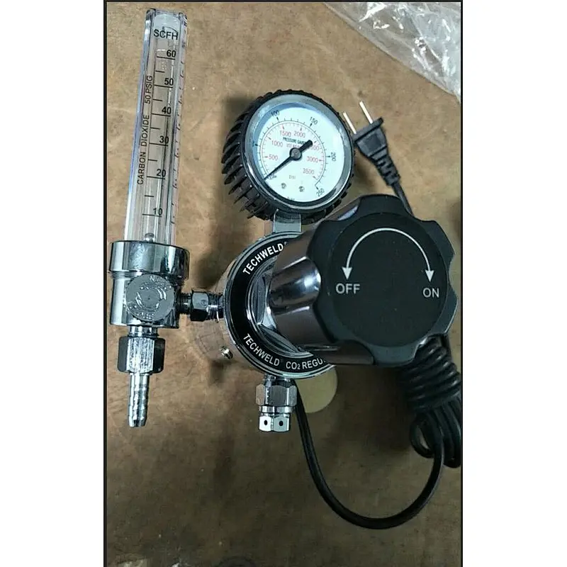 2021 Uweld Full Brass Body and Chrom- plated Bonnet CO2 Regulator with Heater