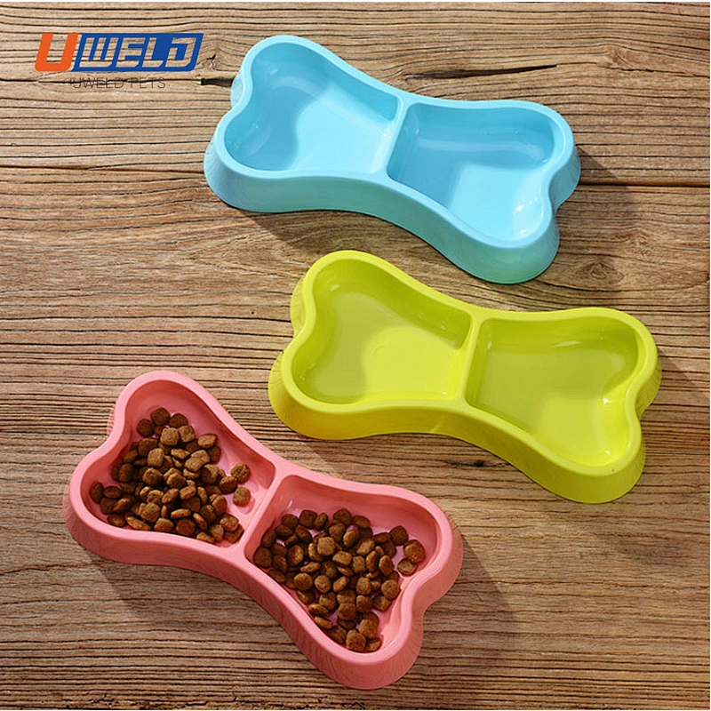 Uweld Bone Shaped Dry And Wet Separate Pet Bowl