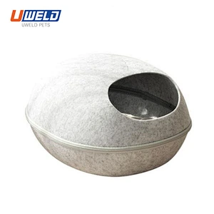 Uweld Semi-Enclosed Egg-Shell Shaped Felt Pet Nest