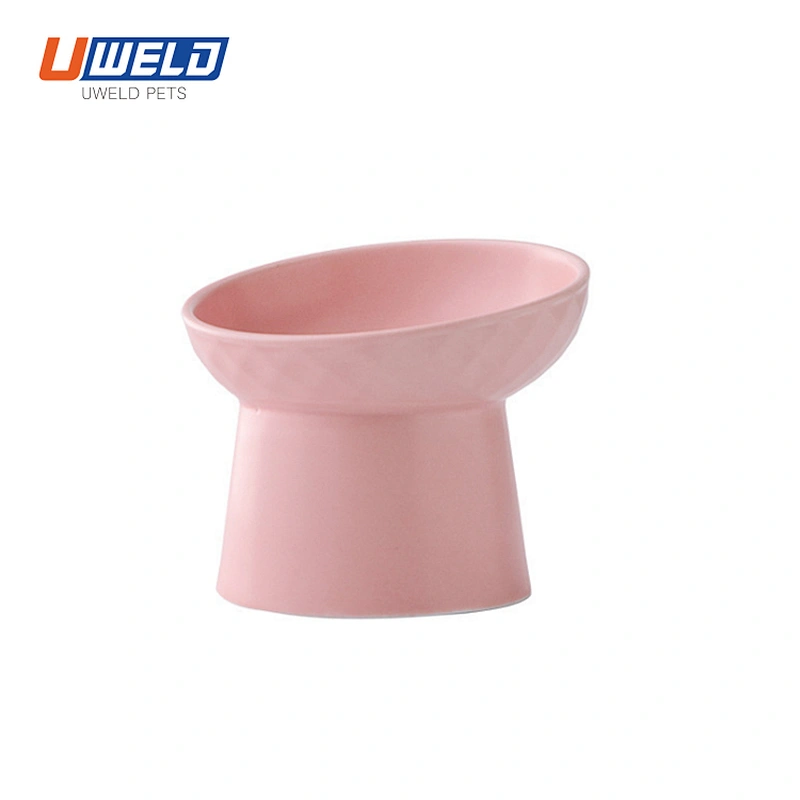 Uweld Ceramic Slanted High Foot Pet Food Bowl