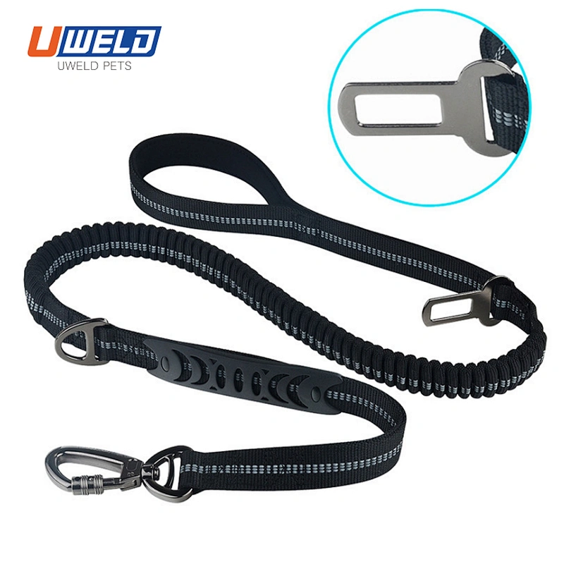 Uweld Black Reflective Pet Leash Car Seat Belt