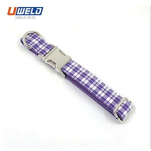 Uweld Pet Collar With Purple Plaid Print