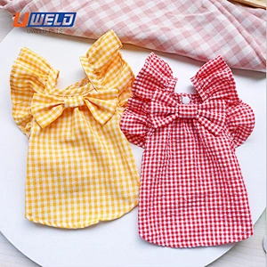 Uweld Pet Dress With Plaid Print Bow