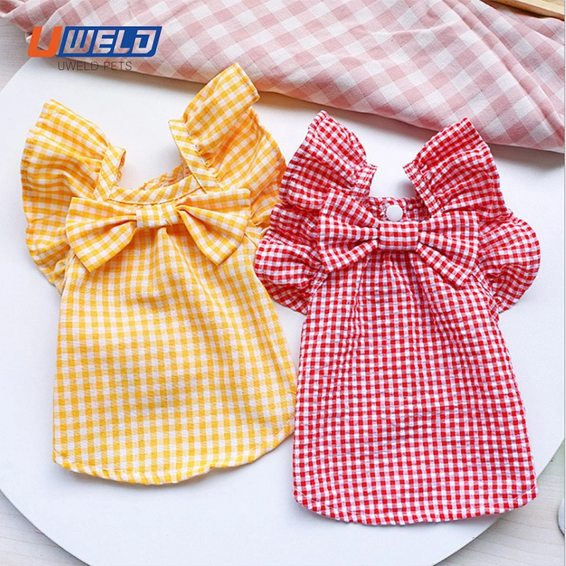 Uweld Pet Dress With Plaid Print Bow
