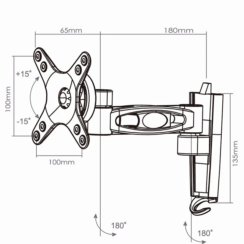 Full Motion Wall Mount Bracket For 13
