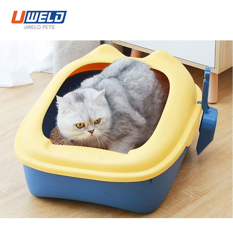 Uweld Cartoon Semi-Enclosed Cat Litter Box