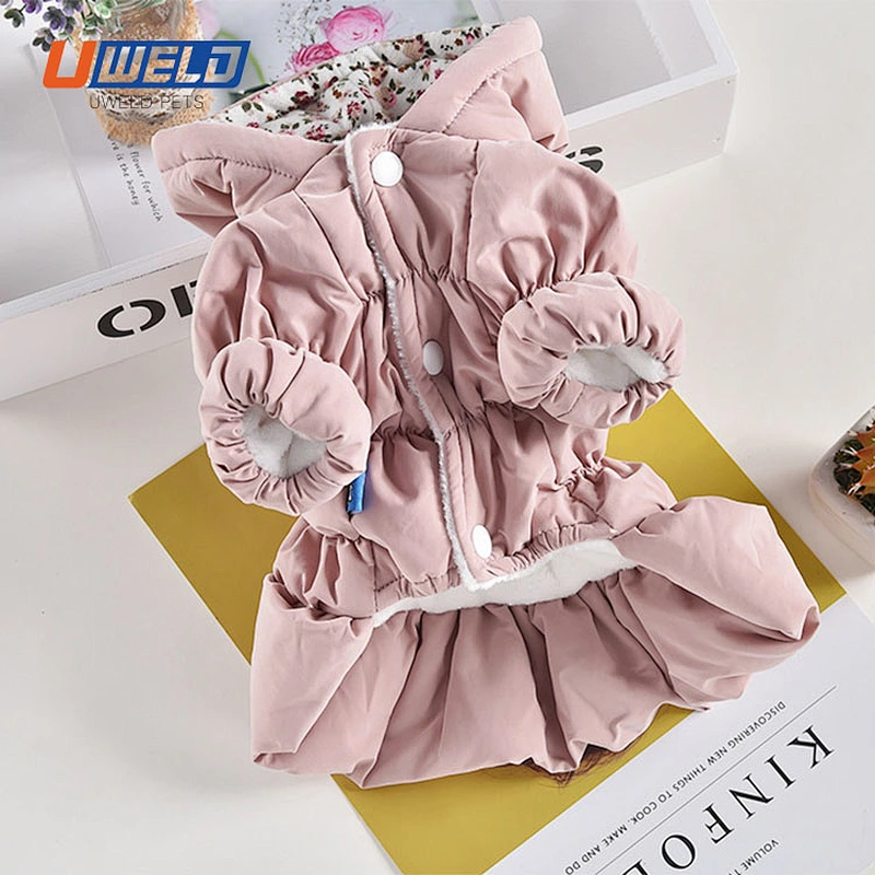 Uweld Pet  Winter Thicken Floral Clothing