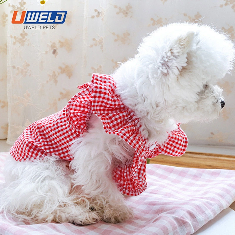 Uweld Pet Dress With Plaid Print Bow