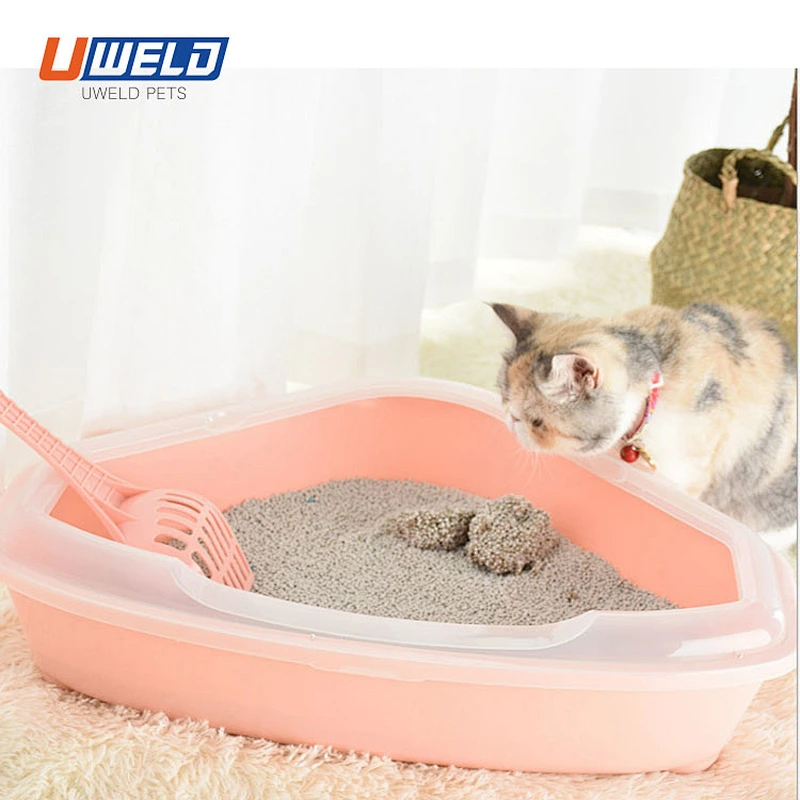 Uweld Triangle Semi-Enclosed Cat Litter Box
