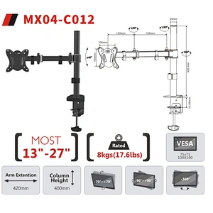 Best Selling Factory Price Dual Arm Monitor Mount Support for 13