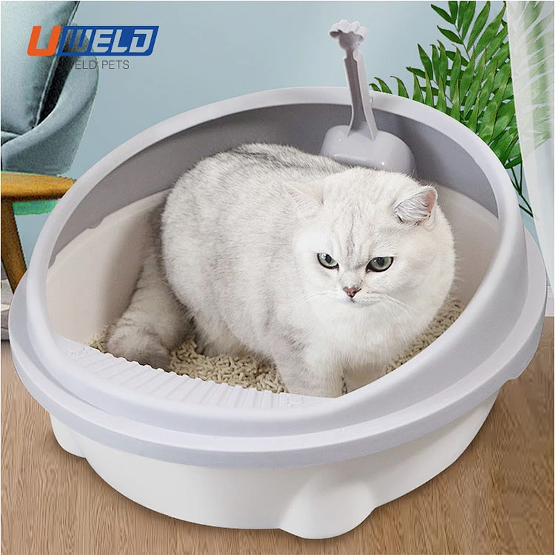 Uweld Round Semi-Enclosed Cat Litter Box