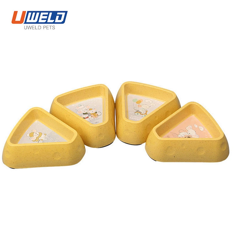 Uweld Yellow Cheese Shaped Pet Bowl