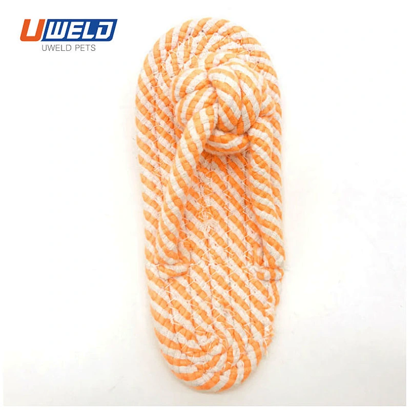 Uweld Cotton Cord Woven Slipper Shaped Pet Toy