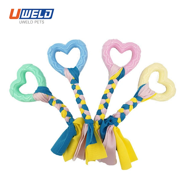 Uweld Heart-Shaped Rubber Woven Knot Pet Toy
