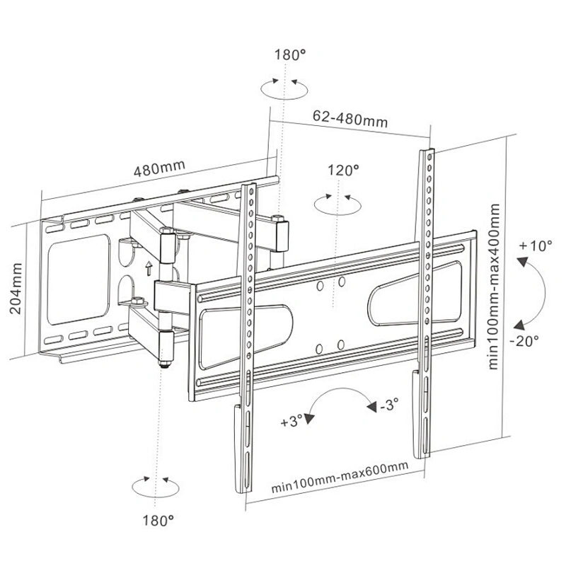 Popular Selling Heavy Duty Articulating Full Motion Swivel TV  Wall Mount For 37