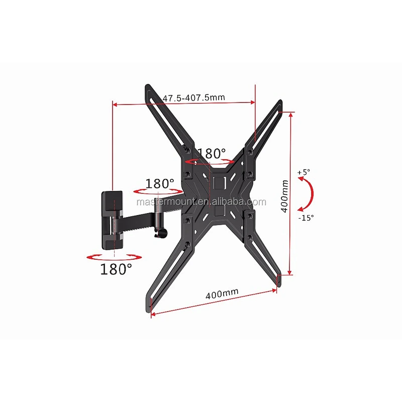 Full Motion Aluminium Alloy TV Wall Mount Bracket for most 32-55 inch TVs
