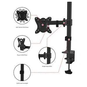 Wholesale Cheap Price Single  Arm Adjustable Monitor Mount Support for 13