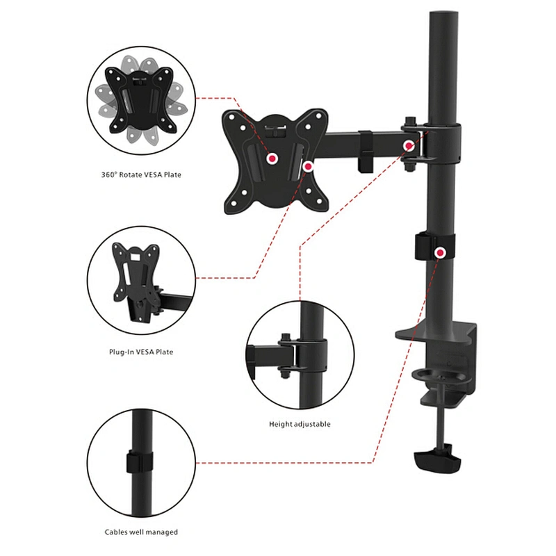 Wholesale Cheap Price Single  Arm Adjustable Monitor Mount Support for 13