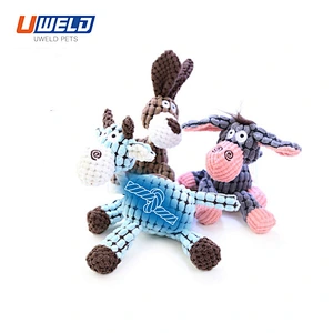 Uweld Corn Kernel Plush Rope Knot Animal Shape Pet Toy