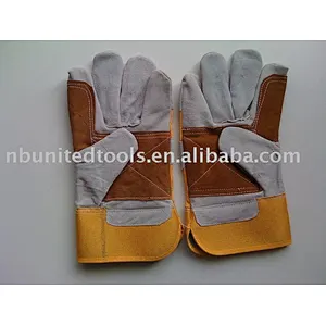 China oem reinforced Palm Cow Split Leather with Pasty Cuff for Welding working glove