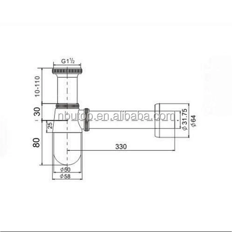 1 1/2'' Brass Siphon with chrome plated