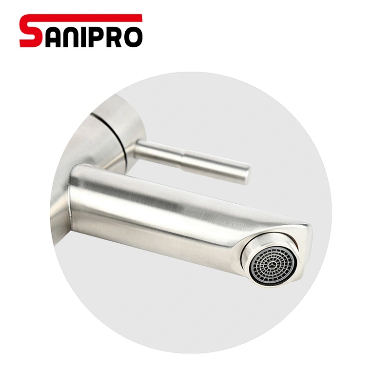 SANIPRO Basin Faucet Stainless Steel Faucet Bathroom Mixer Tap Single Hole Hot and Cold Water Classic Basin Faucets