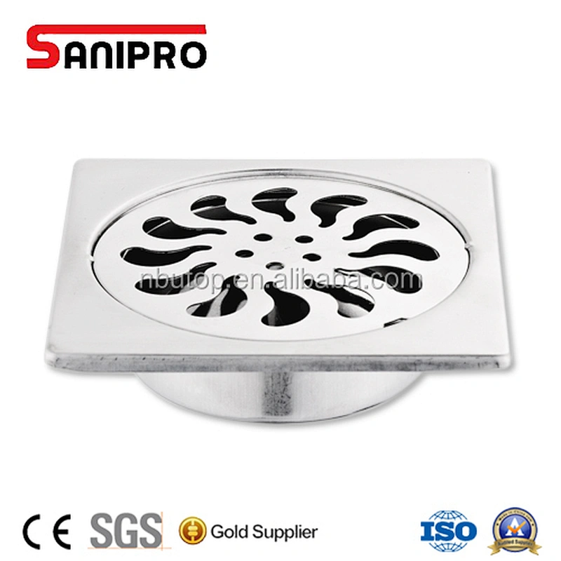 Bathroom square stainless steel shower floor grate drain