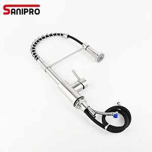 DeckMounted taps 360 kitchen faucet Spring pull out spout stainless steel brushed