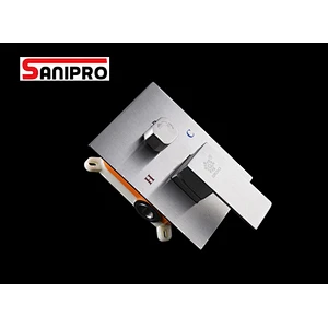 SANIPRO Square Concealed Wall Mount Thermostatic Rainfall Shower Faucet System Mixer Set