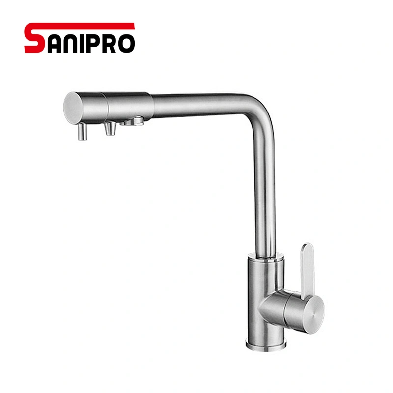 Wholesale 304 Stainless Steel Brush Sprayer Sink tap Kitchen Sink Faucet right angle