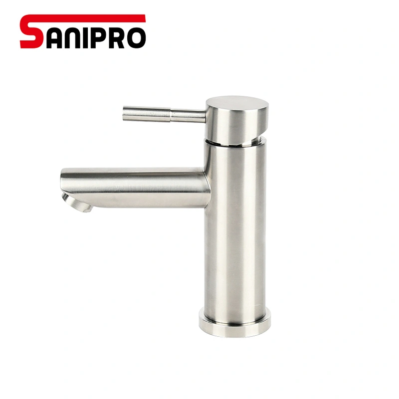 SANIPRO Basin Faucet Stainless Steel Faucet Bathroom Mixer Tap Single Hole Hot and Cold Water Classic Basin Faucets