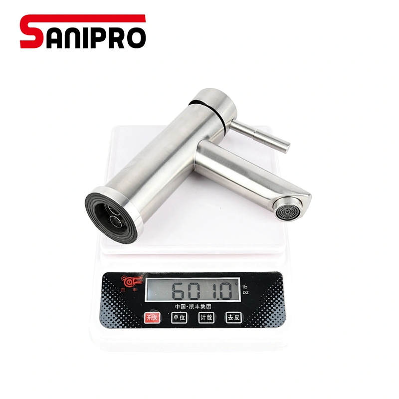 SANIPRO Basin Faucet Stainless Steel Faucet Bathroom Mixer Tap Single Hole Hot and Cold Water Classic Basin Faucets