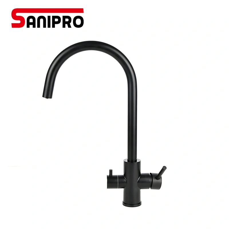 Matt Black Kitchen Faucet Stainless Steel Electrophoresis Black  Kitchen Faucet
